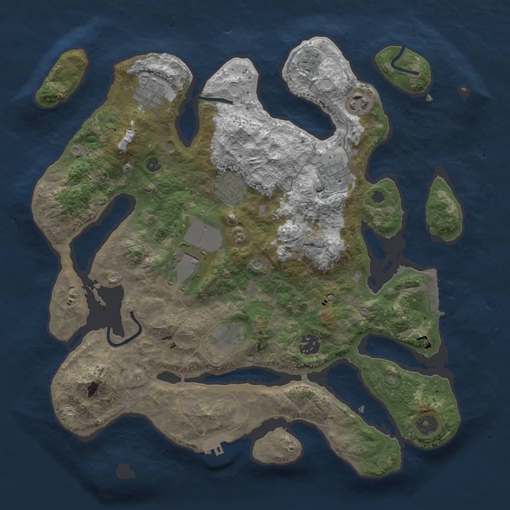 Rust Map: Procedural Map, Size: 3700, Seed: 100683166, 16 Monuments