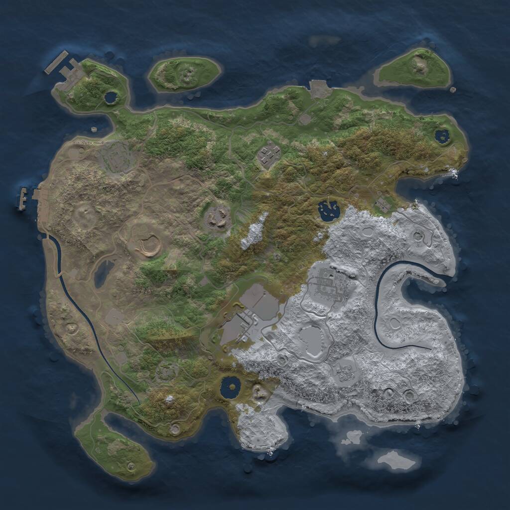 Rust Map: Procedural Map, Size: 3500, Seed: 46568446, 13 Monuments