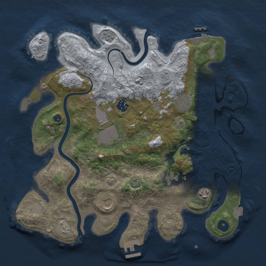 Rust Map: Procedural Map, Size: 3500, Seed: 268106391, 13 Monuments