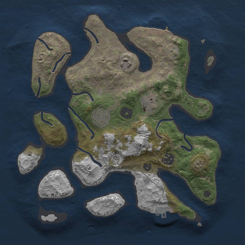 Rust Map: Procedural Map, Size: 3000, Seed: 202930578, 12 Monuments