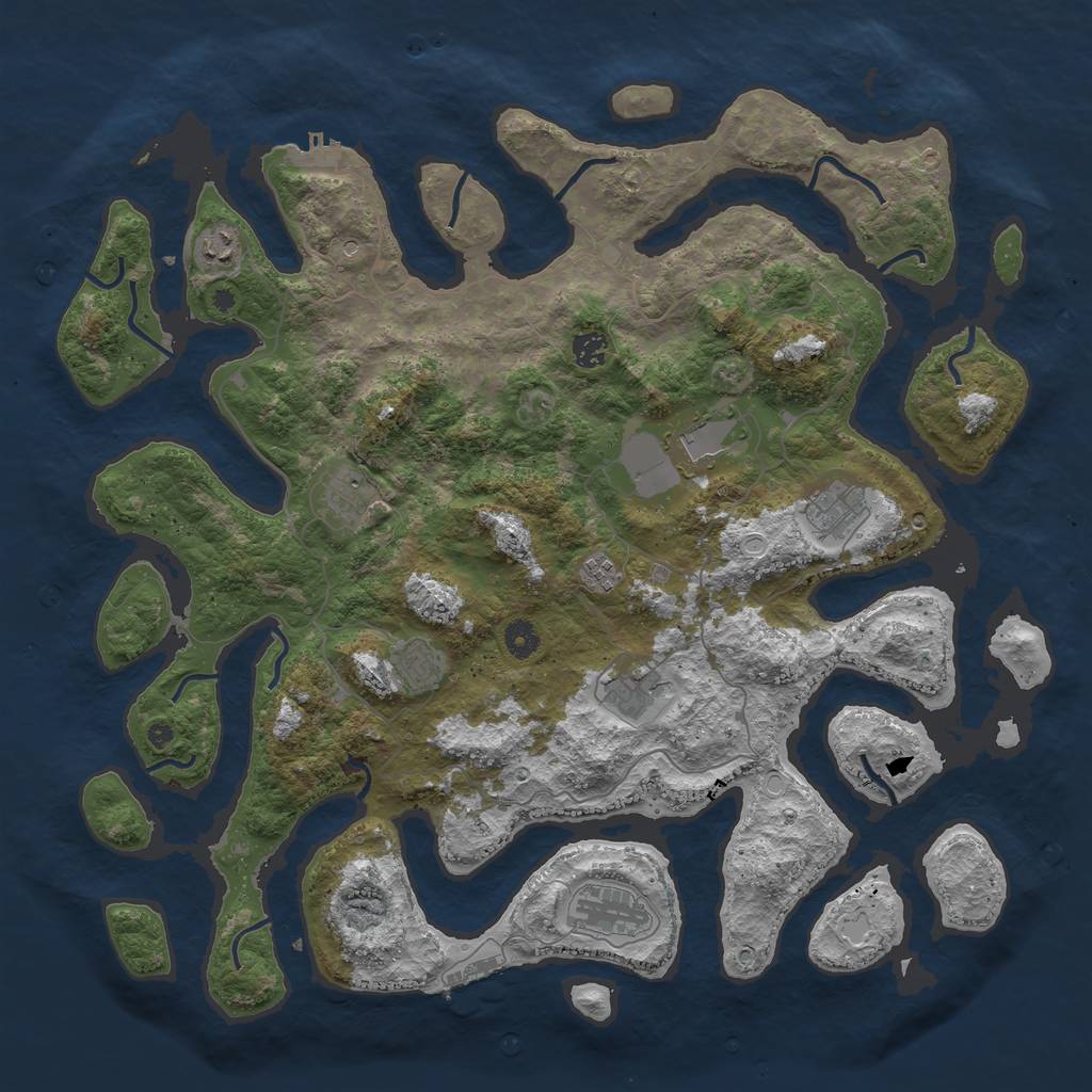 Rust Map: Procedural Map, Size: 4500, Seed: 2092021, 17 Monuments
