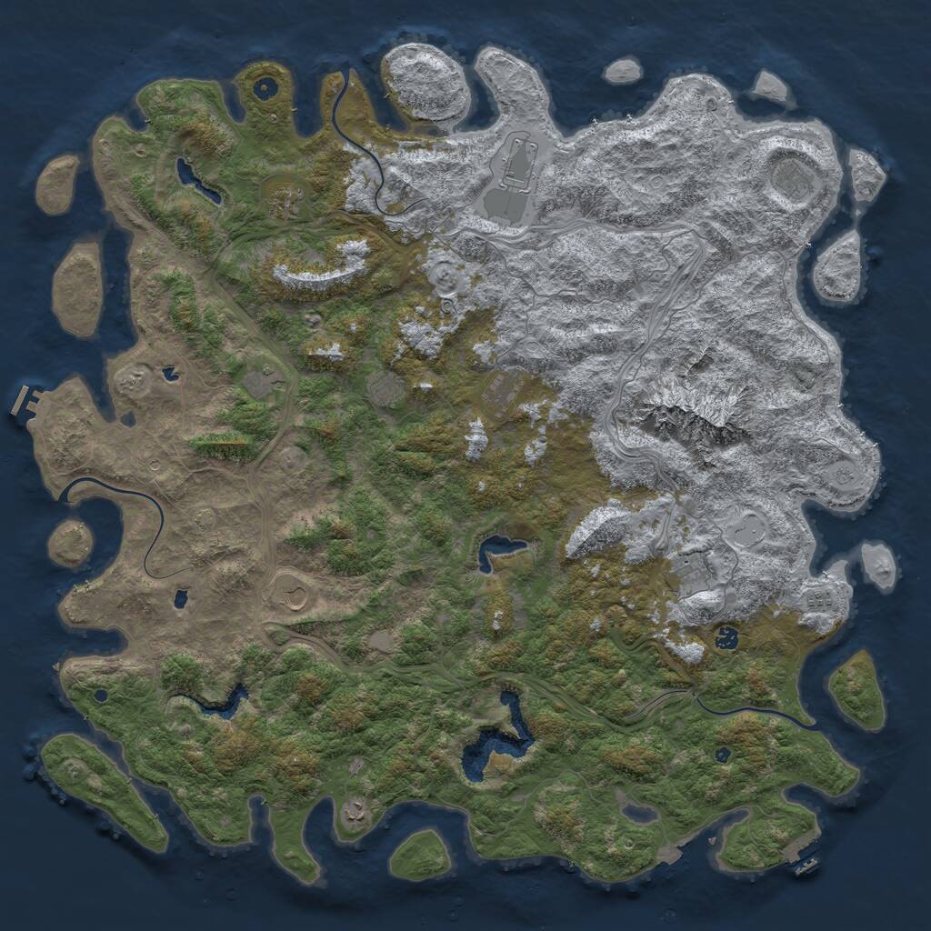 Rust Map: Procedural Map, Size: 6000, Seed: 614808326, 17 Monuments