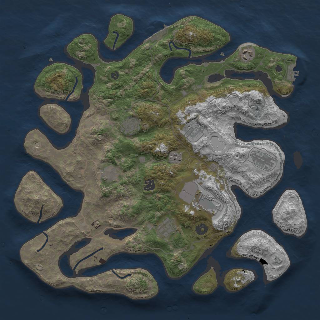 Rust Map: Procedural Map, Size: 4000, Seed: 4145, 17 Monuments