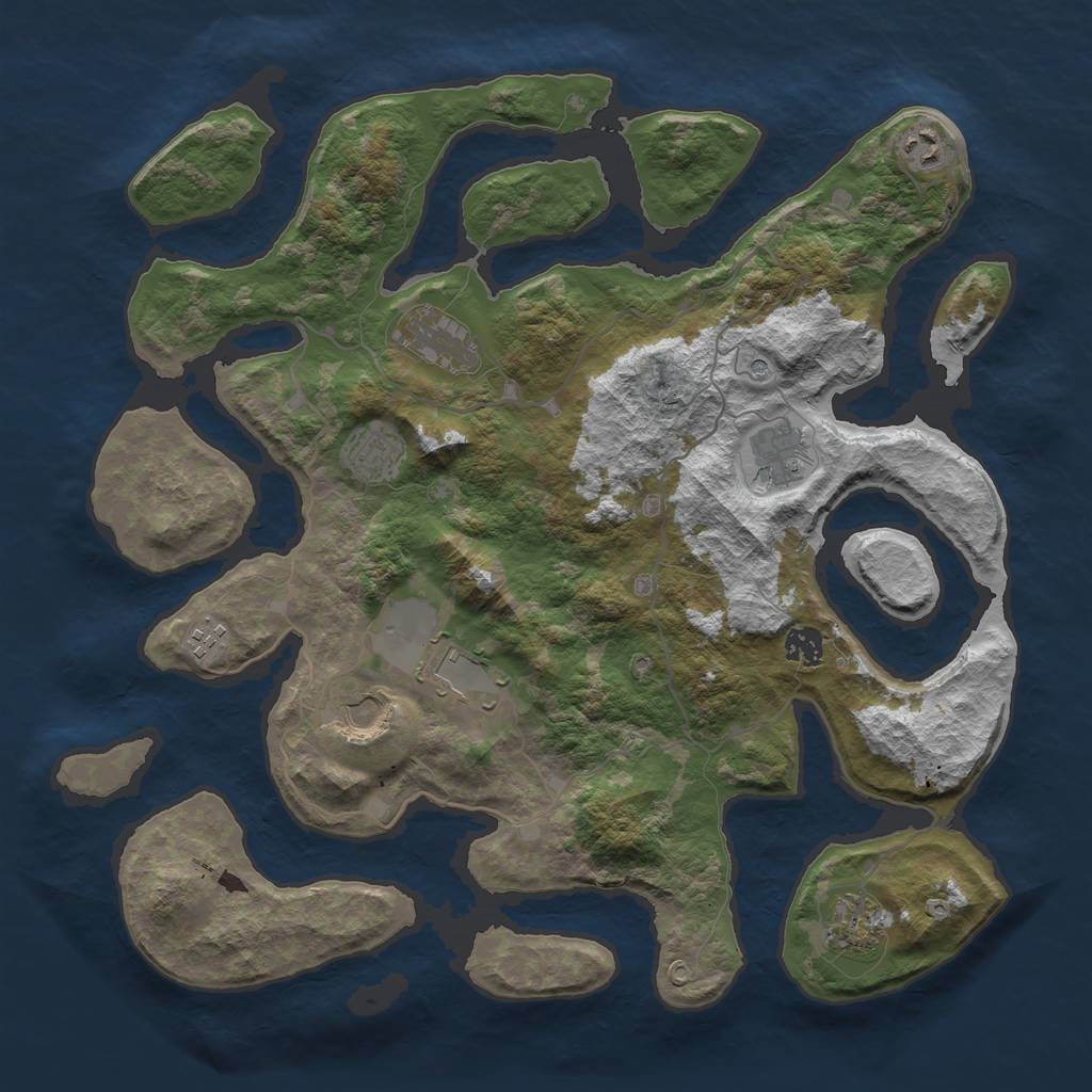 Rust Map: Barren, Size: 4100, Seed: 1337, 12 Monuments