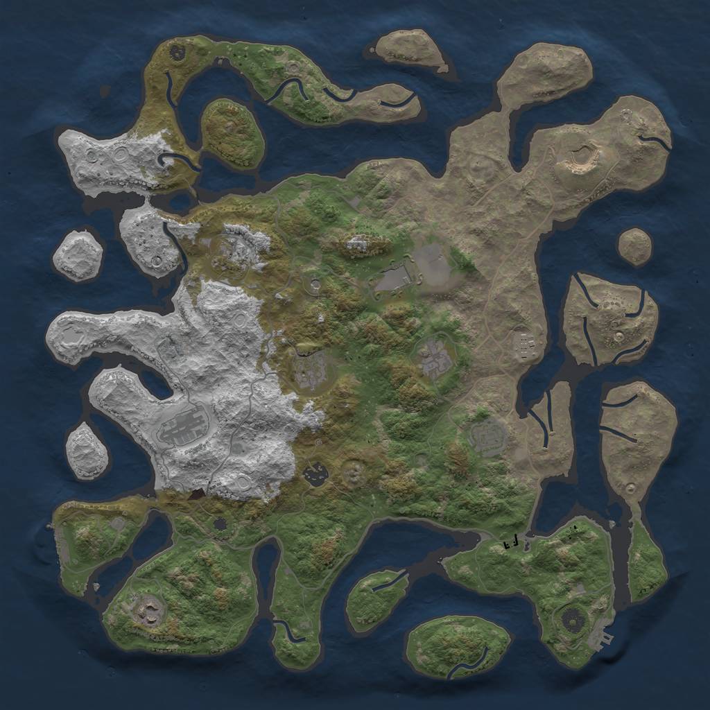 Rust Map: Procedural Map, Size: 4500, Seed: 67547651, 18 Monuments