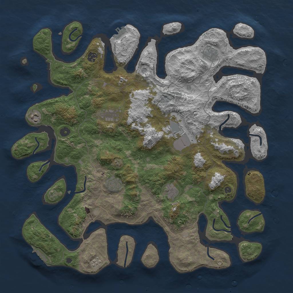 Rust Map: Procedural Map, Size: 4500, Seed: 348908053, 16 Monuments