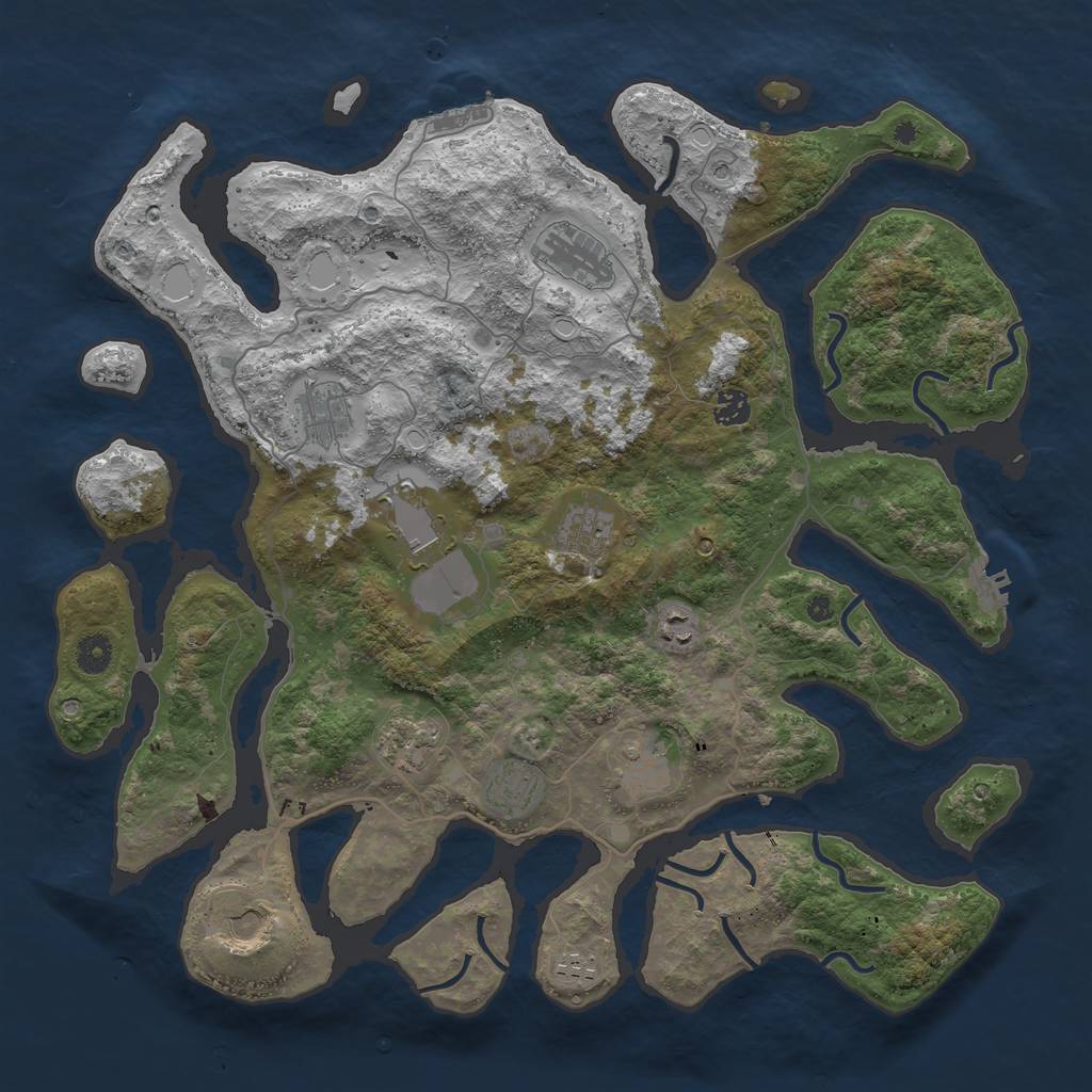 Rust Map: Procedural Map, Size: 4300, Seed: 1722337340, 19 Monuments