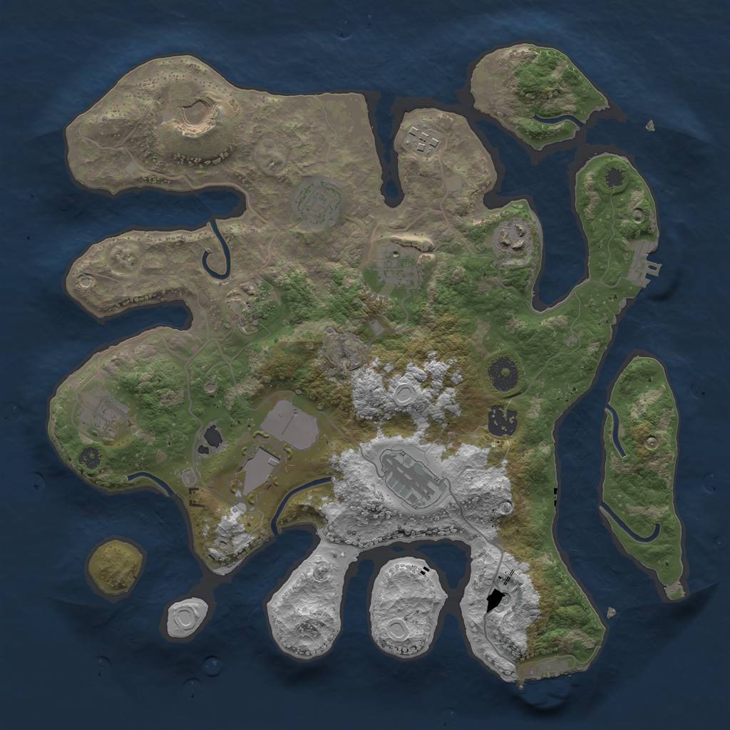 Rust Map: Procedural Map, Size: 3500, Seed: 2106353605, 18 Monuments