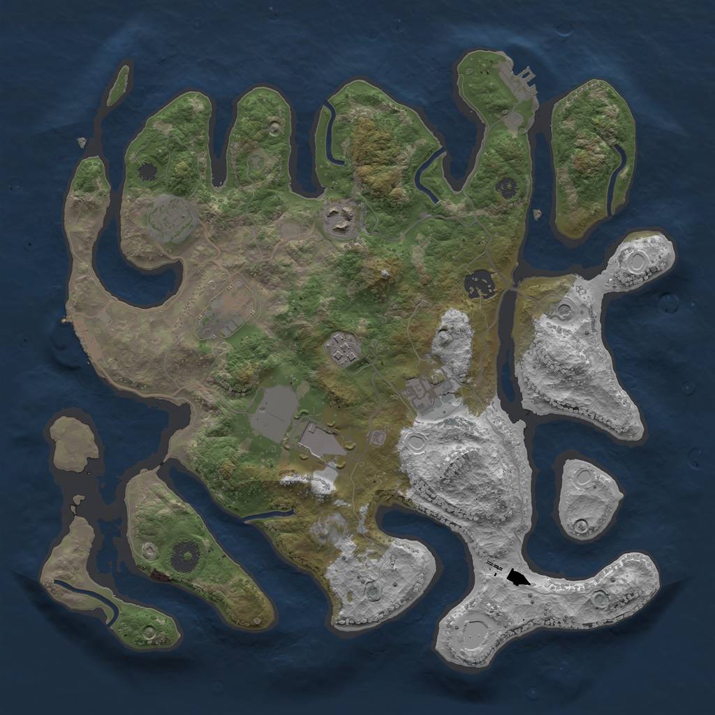 Rust Map: Procedural Map, Size: 3500, Seed: 328341, 15 Monuments