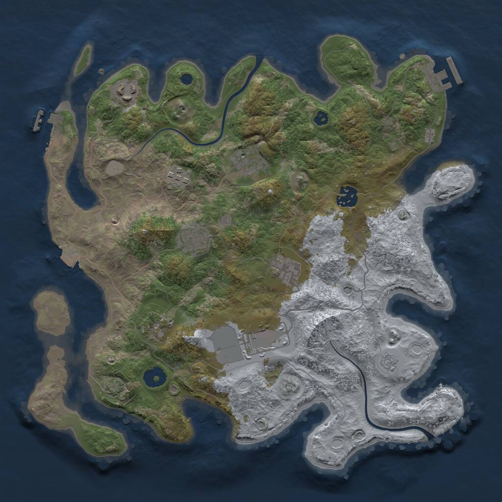 Rust Map: Procedural Map, Size: 3500, Seed: 328341, 14 Monuments