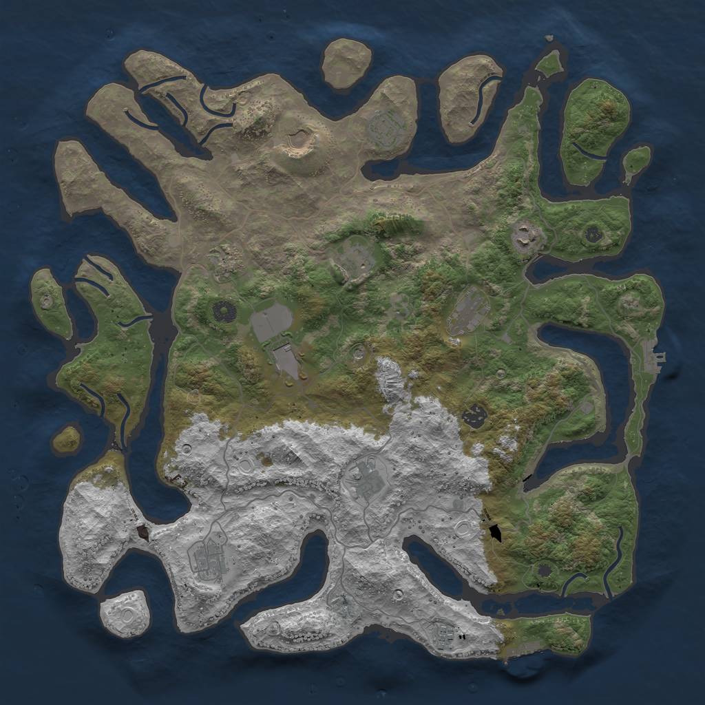 Rust Map: Procedural Map, Size: 4500, Seed: 3367686, 19 Monuments