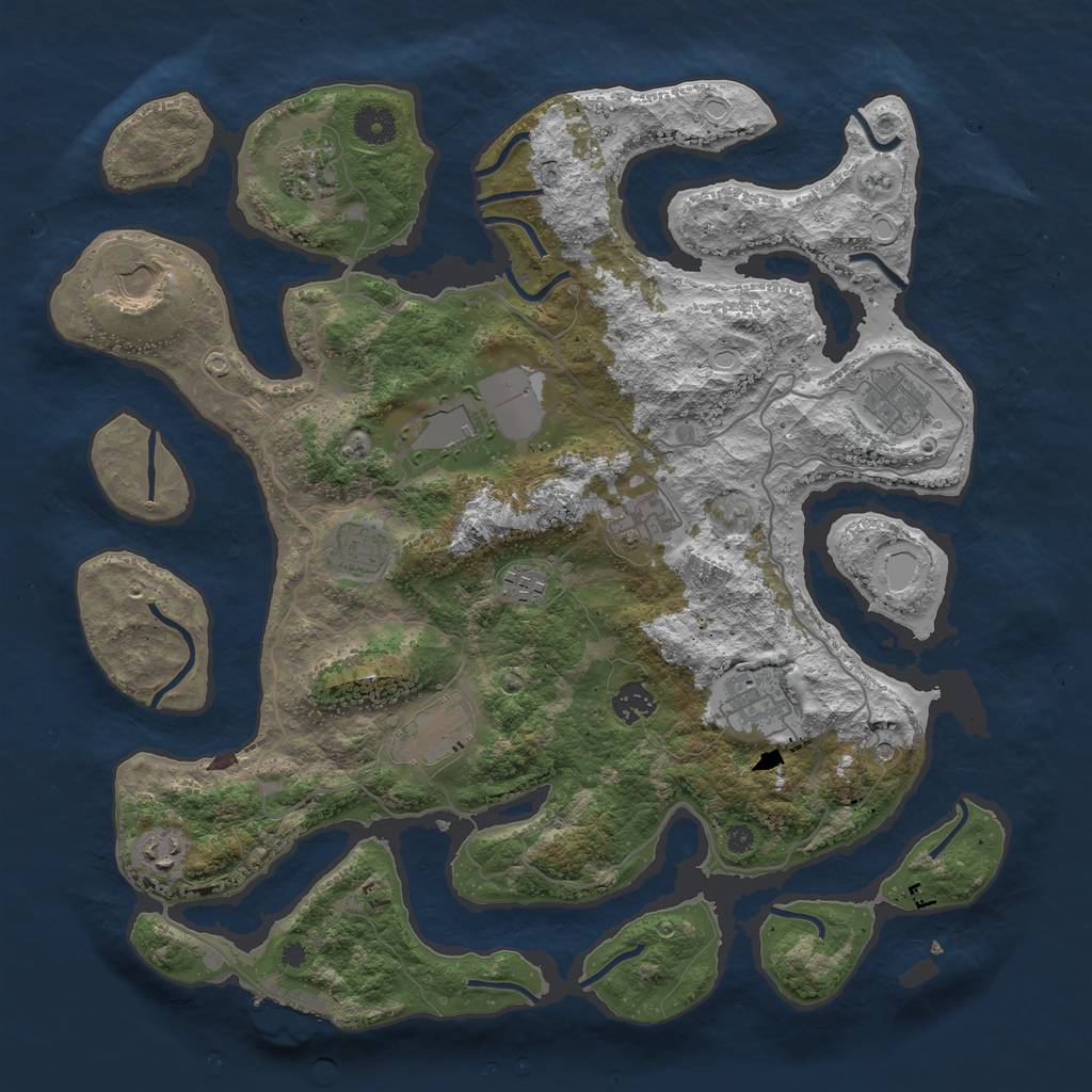 Rust Map: Procedural Map, Size: 4000, Seed: 992484262, 18 Monuments