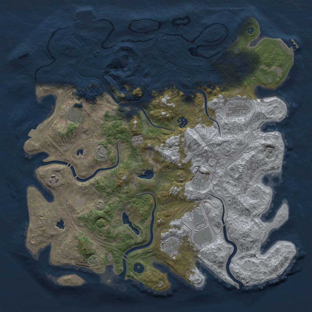 Rust Map: Procedural Map, Size: 4500, Seed: 703525976, 14 Monuments