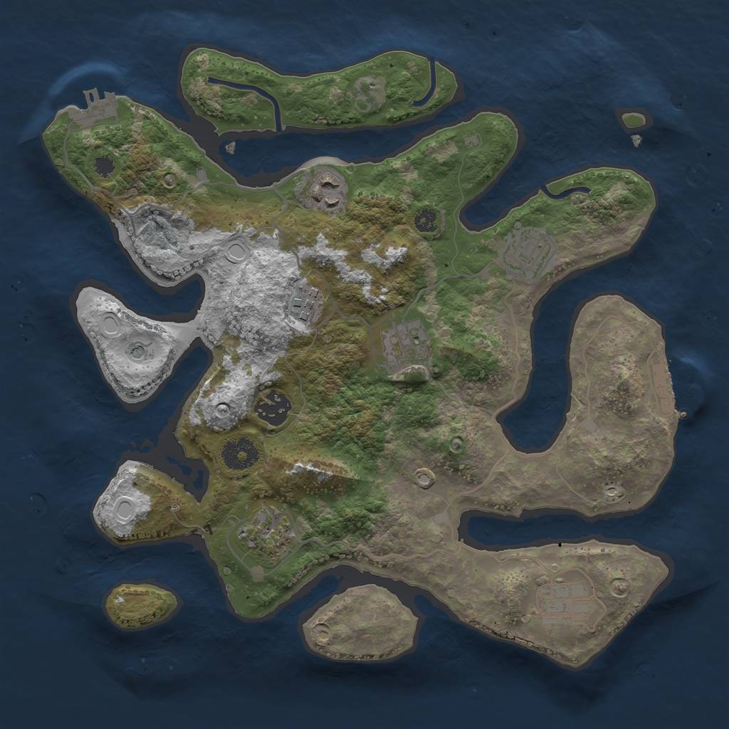 Rust Map: Procedural Map, Size: 3200, Seed: 462137863, 15 Monuments