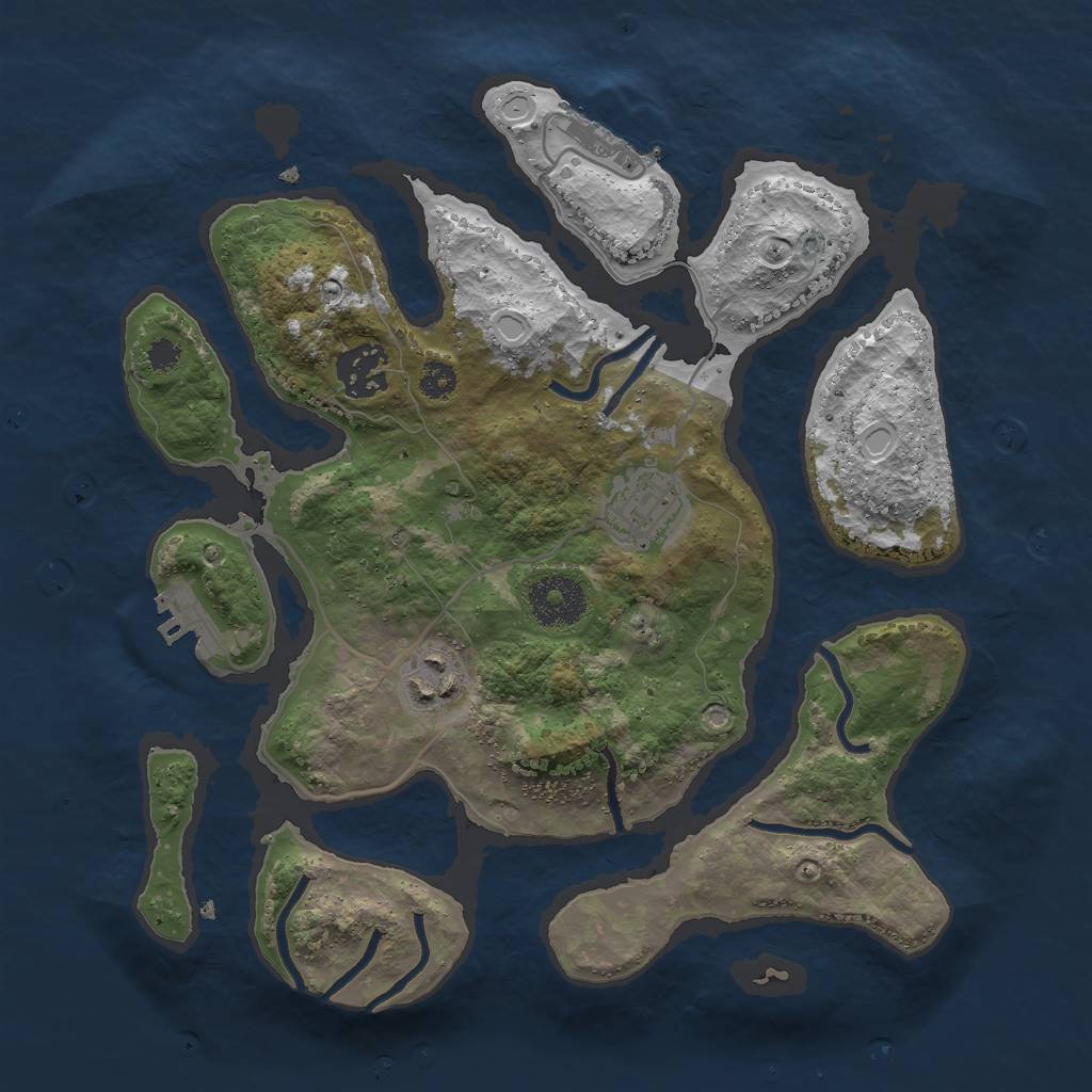 Rust Map: Procedural Map, Size: 3000, Seed: 56784, 10 Monuments