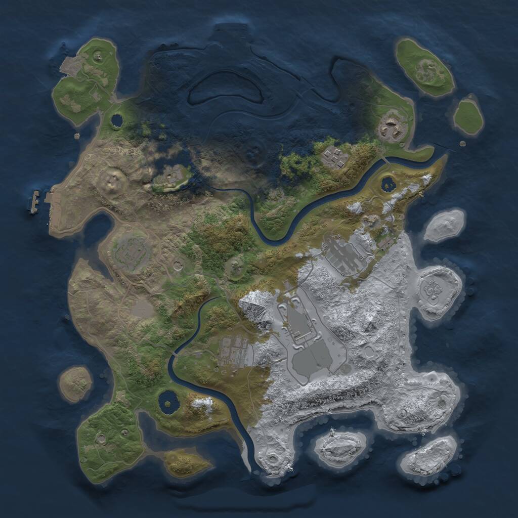 Rust Map: Procedural Map, Size: 3500, Seed: 4080190, 13 Monuments