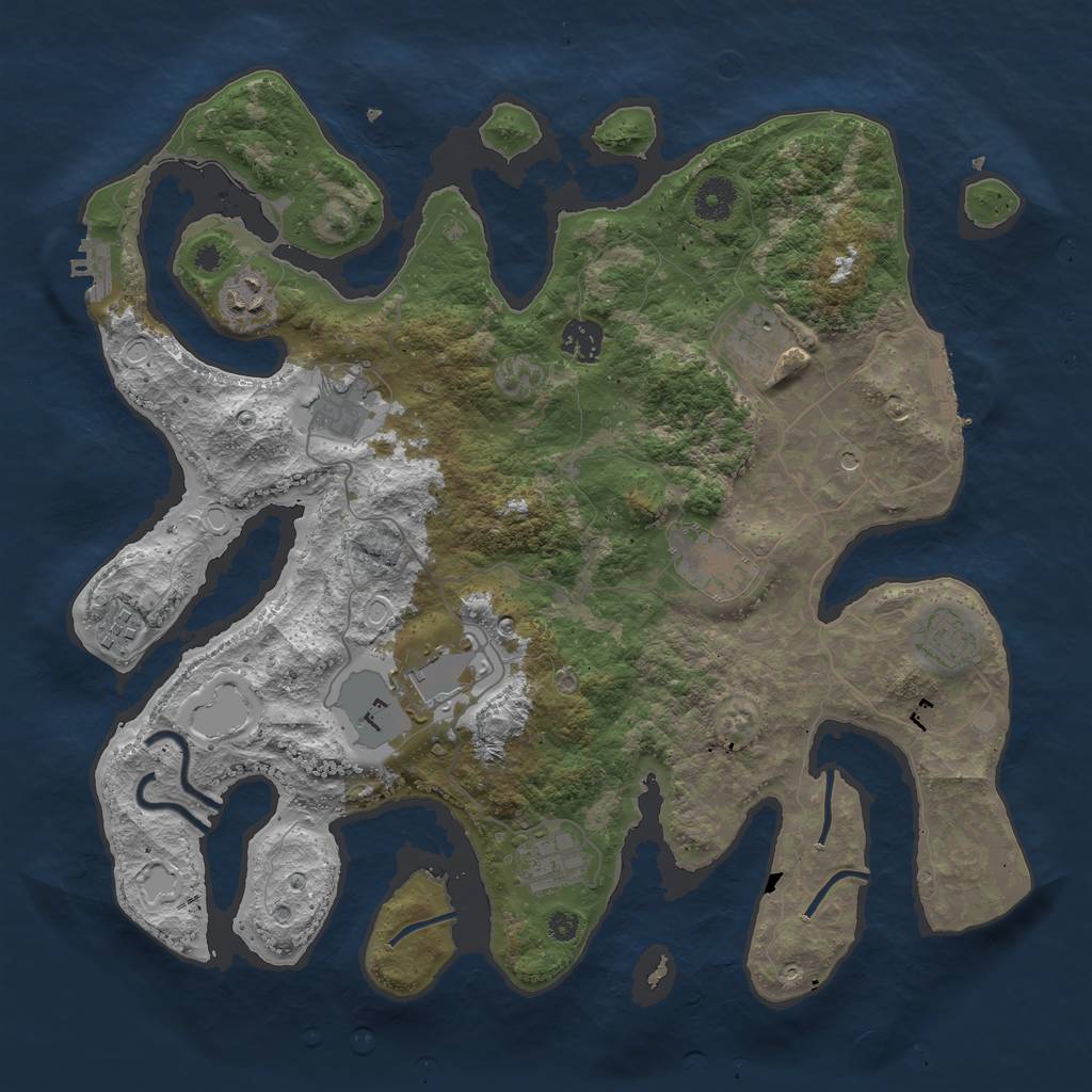 Rust Map: Procedural Map, Size: 3800, Seed: 240425659, 17 Monuments