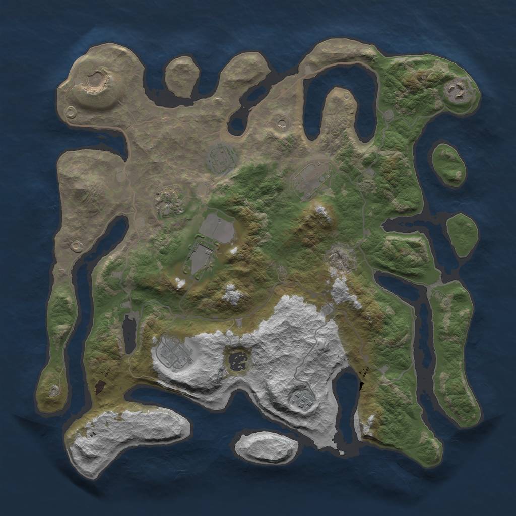 Rust Map: Barren, Size: 4000, Seed: 87685598, 12 Monuments