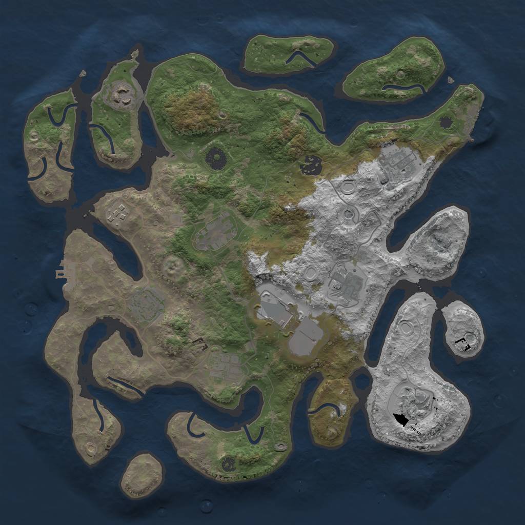 Rust Map: Procedural Map, Size: 3700, Seed: 1487242585, 18 Monuments