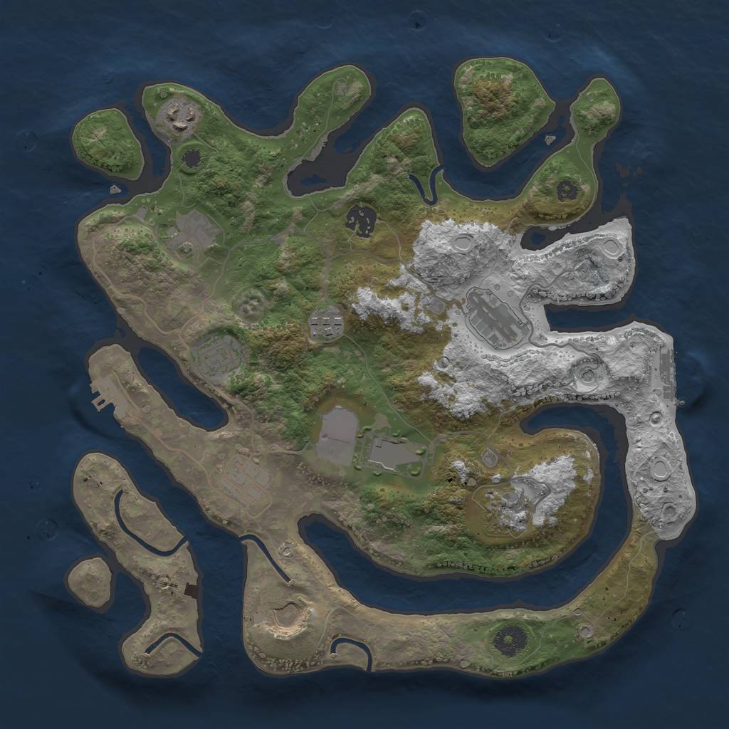 Rust Map: Procedural Map, Size: 3500, Seed: 473839075, 18 Monuments