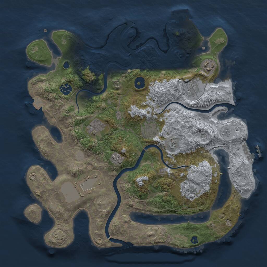 Rust Map: Procedural Map, Size: 3500, Seed: 473839075, 14 Monuments
