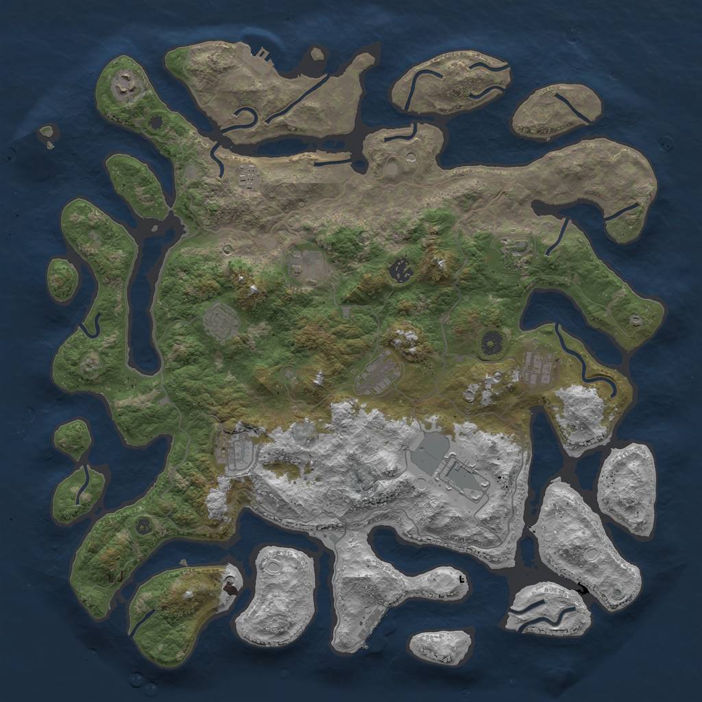 Rust Map: Procedural Map, Size: 4500, Seed: 579911983, 18 Monuments