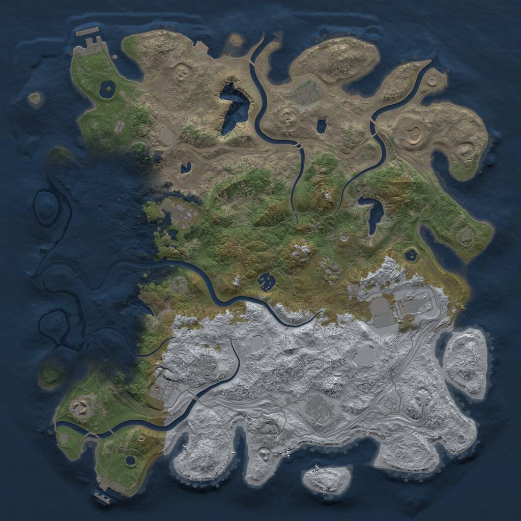 Rust Map: Procedural Map, Size: 4500, Seed: 579911983, 16 Monuments