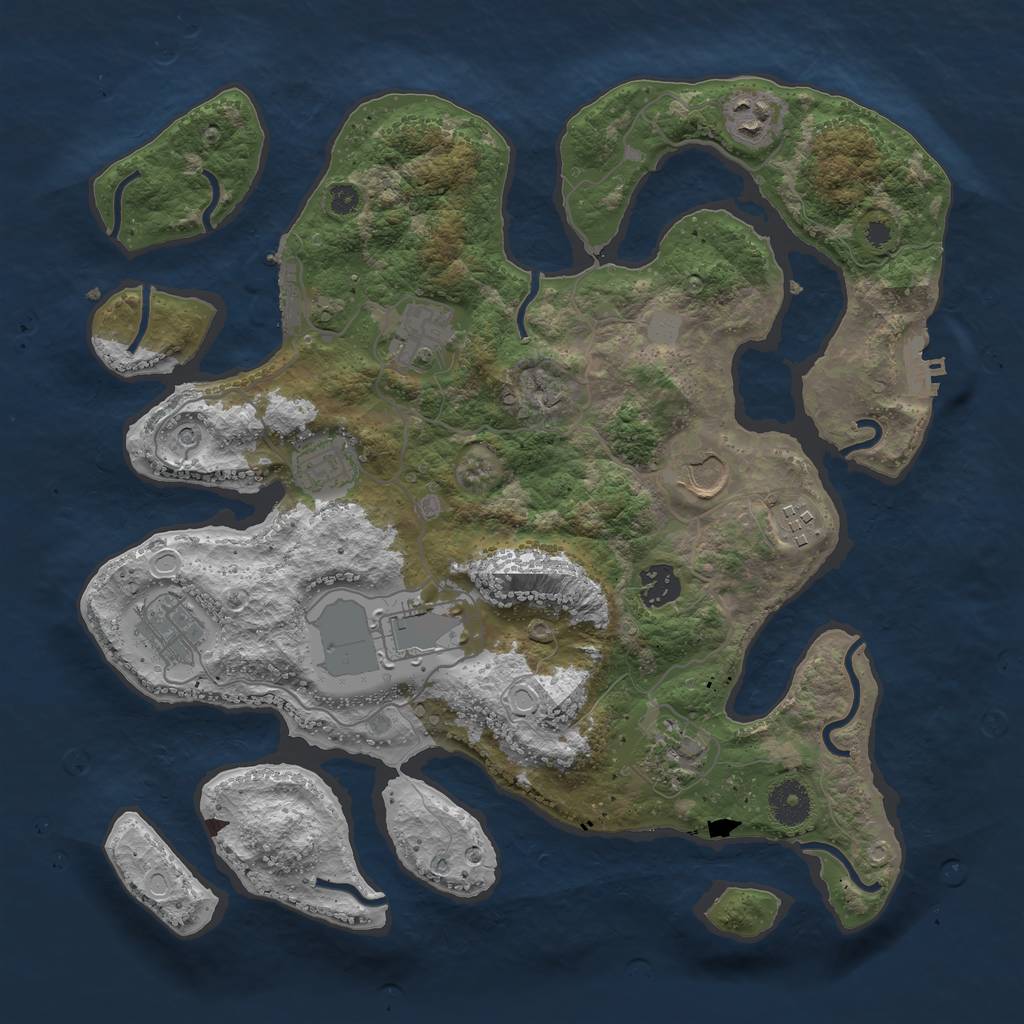 Rust Map: Procedural Map, Size: 3600, Seed: 449885655, 17 Monuments