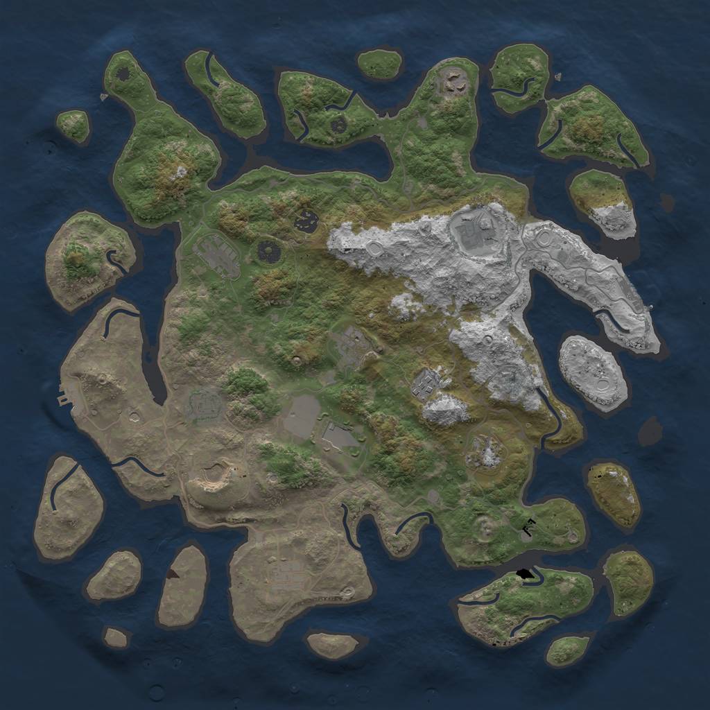 Rust Map: Procedural Map, Size: 4500, Seed: 38564, 19 Monuments