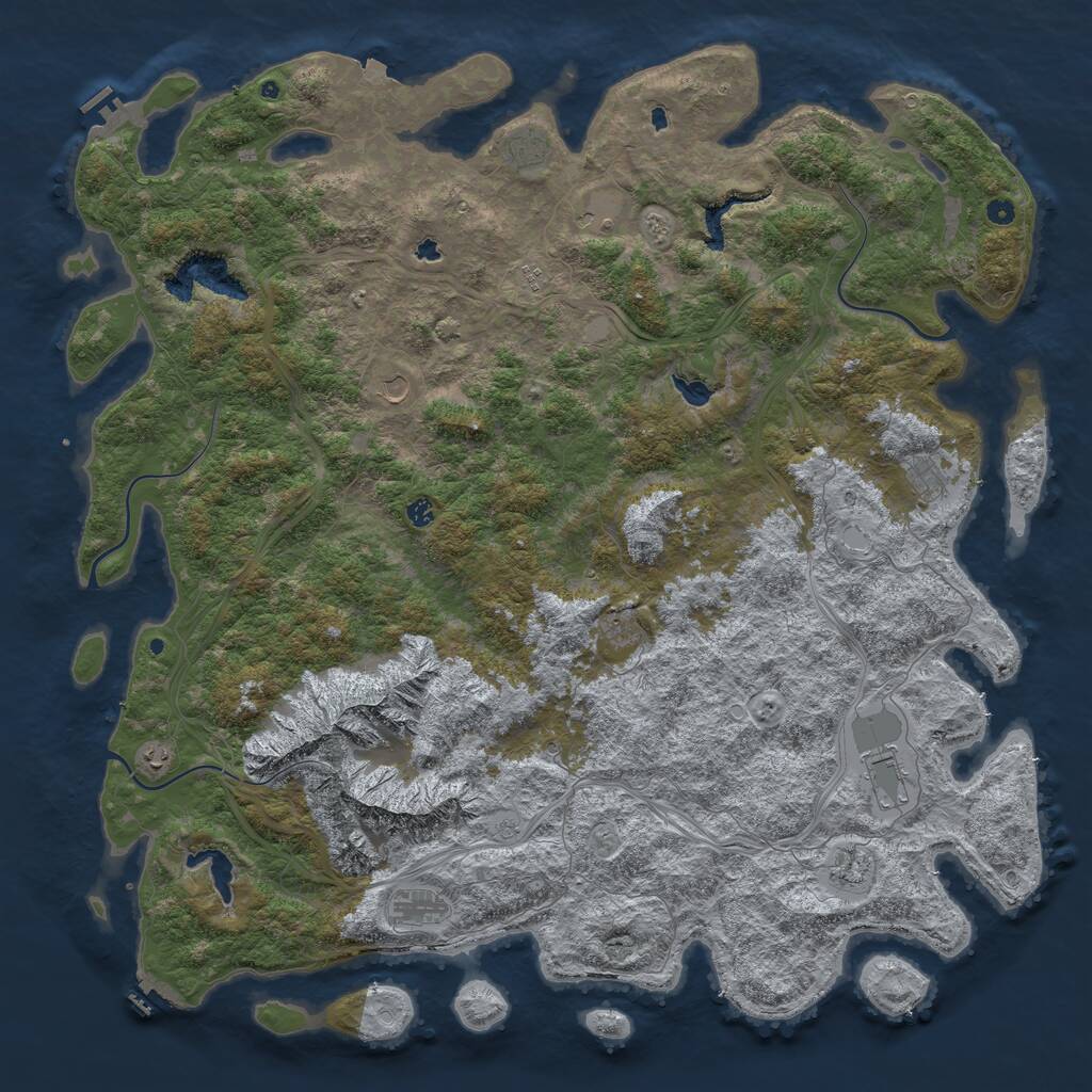 Rust Map: Procedural Map, Size: 6000, Seed: 9405331, 17 Monuments
