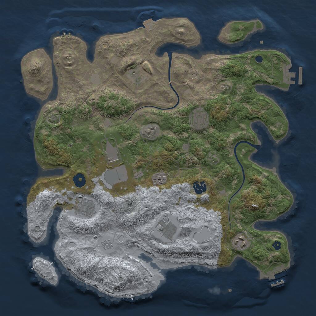 Rust Map: Procedural Map, Size: 3600, Seed: 1447634680, 14 Monuments
