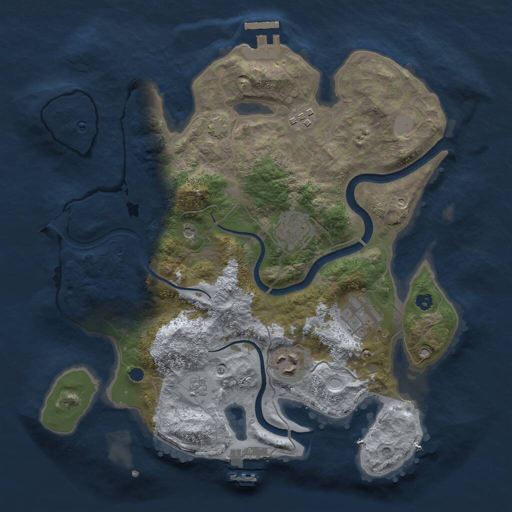 Rust Map: Procedural Map, Size: 3000, Seed: 31538, 10 Monuments