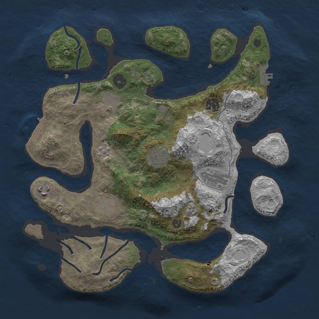 Rust Map: Procedural Map, Size: 3500, Seed: 52729420, 14 Monuments