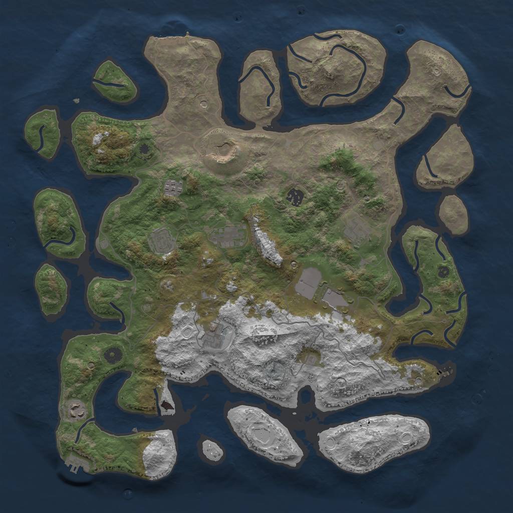 Rust Map: Procedural Map, Size: 4500, Seed: 6543210, 17 Monuments