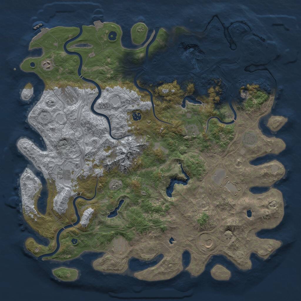 Rust Map: Procedural Map, Size: 5000, Seed: 654982, 16 Monuments