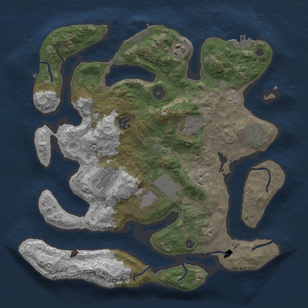 Rust Map: Procedural Map, Size: 3500, Seed: 186465, 16 Monuments