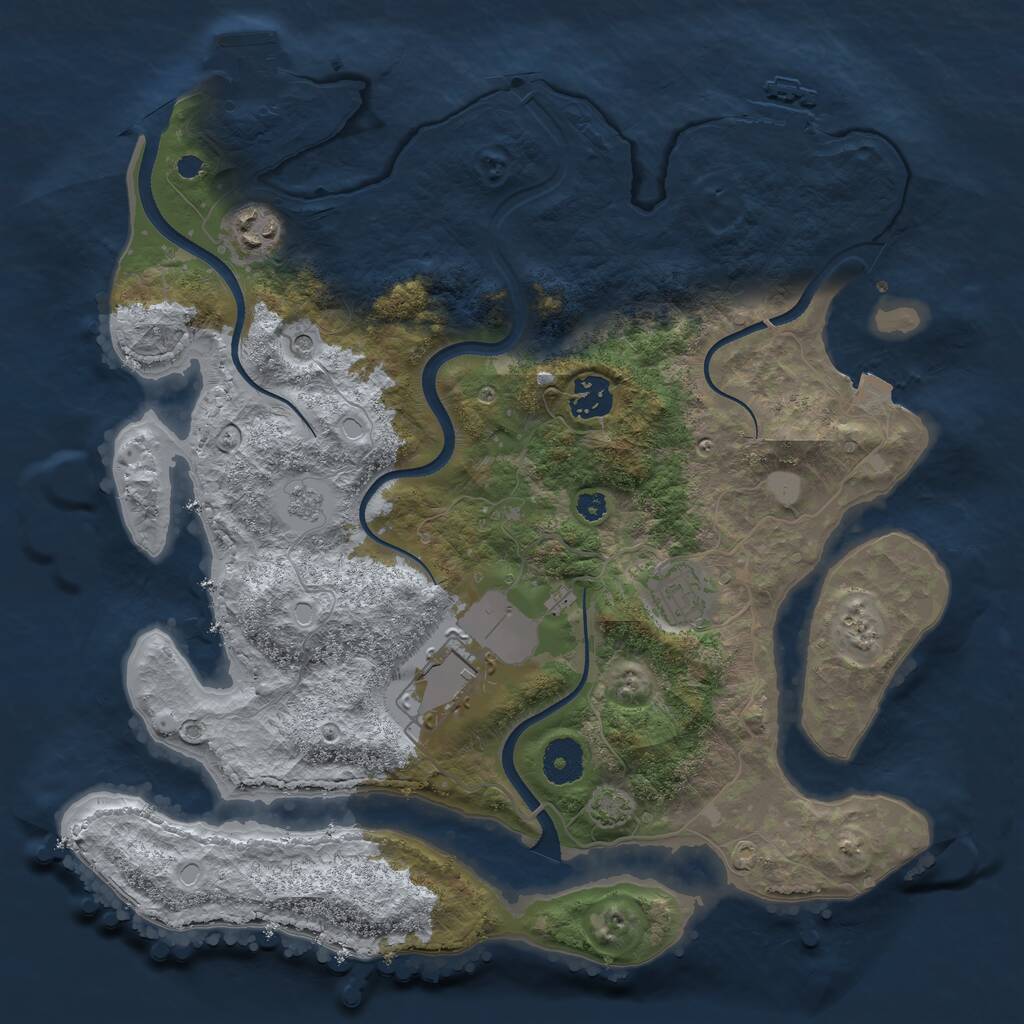Rust Map: Procedural Map, Size: 3500, Seed: 186465, 10 Monuments