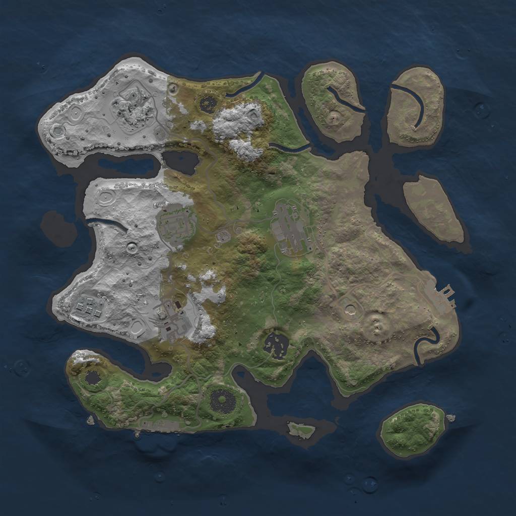 Rust Map: Procedural Map, Size: 3000, Seed: 515151, 14 Monuments