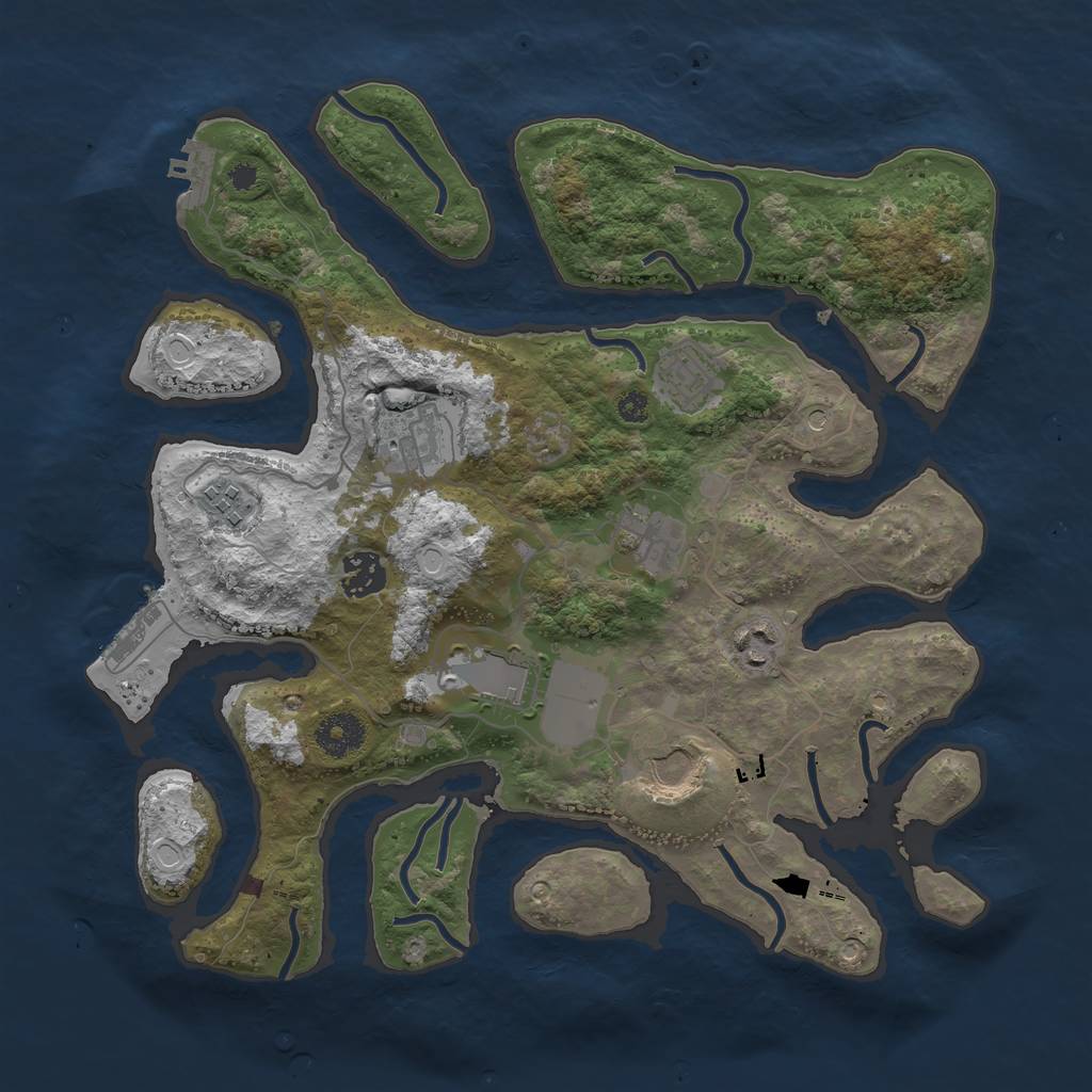 Rust Map: Procedural Map, Size: 3500, Seed: 8848092, 16 Monuments