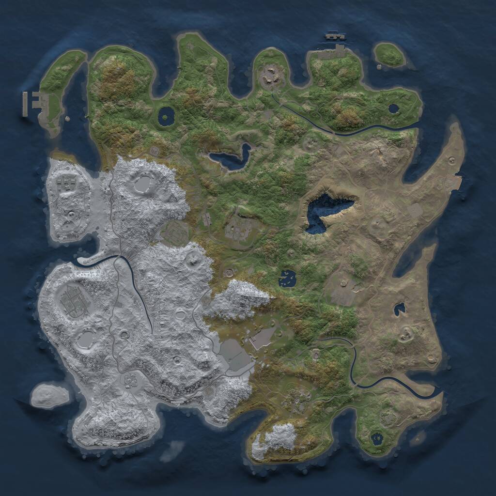 Rust Map: Procedural Map, Size: 4050, Seed: 1760774268, 15 Monuments