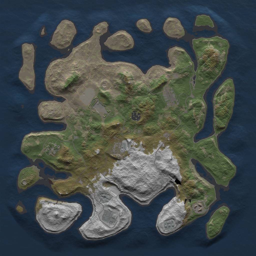 Rust Map: Barren, Size: 4000, Seed: 2096915958, 11 Monuments