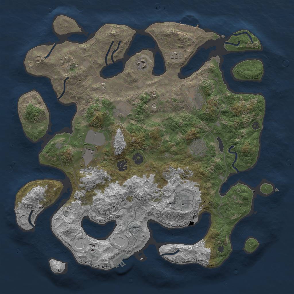 Rust Map: Procedural Map, Size: 4000, Seed: 4851232, 17 Monuments