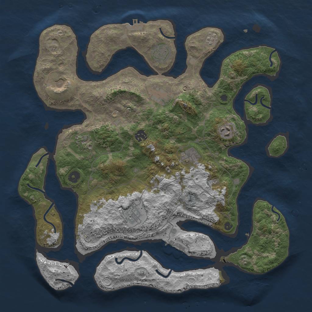 Rust Map: Procedural Map, Size: 4000, Seed: 609, 17 Monuments