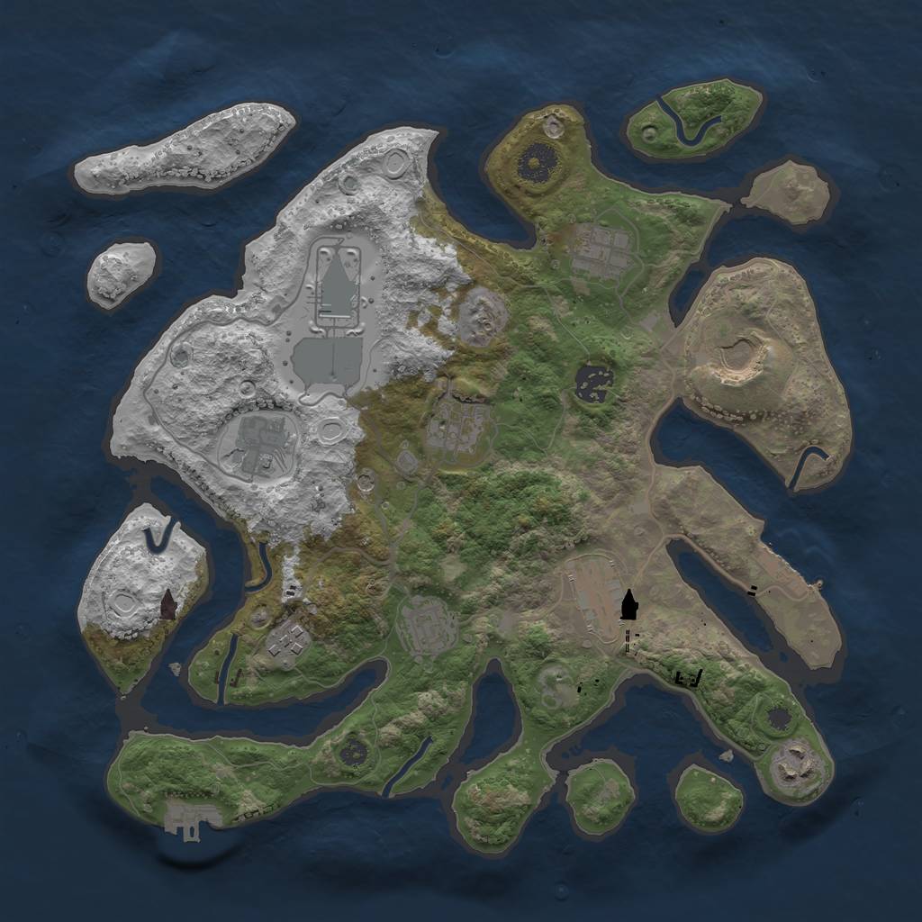 Rust Map: Procedural Map, Size: 3500, Seed: 1340623543, 18 Monuments