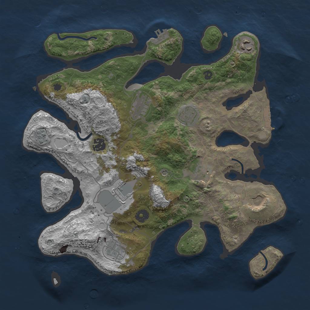 Rust Map: Procedural Map, Size: 3500, Seed: 1165661304, 17 Monuments