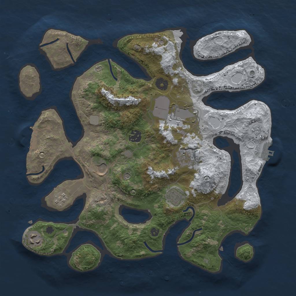 Rust Map: Procedural Map, Size: 3500, Seed: 85858, 16 Monuments