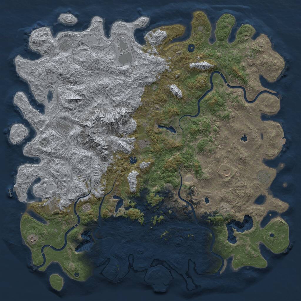 Rust Map: Procedural Map, Size: 6000, Seed: 120000, 17 Monuments