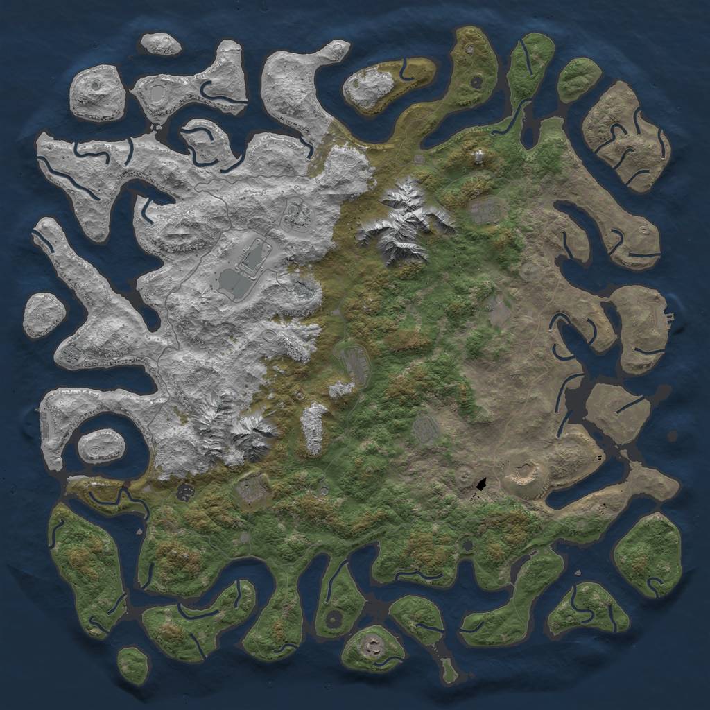 Rust Map: Procedural Map, Size: 6000, Seed: 120000, 19 Monuments