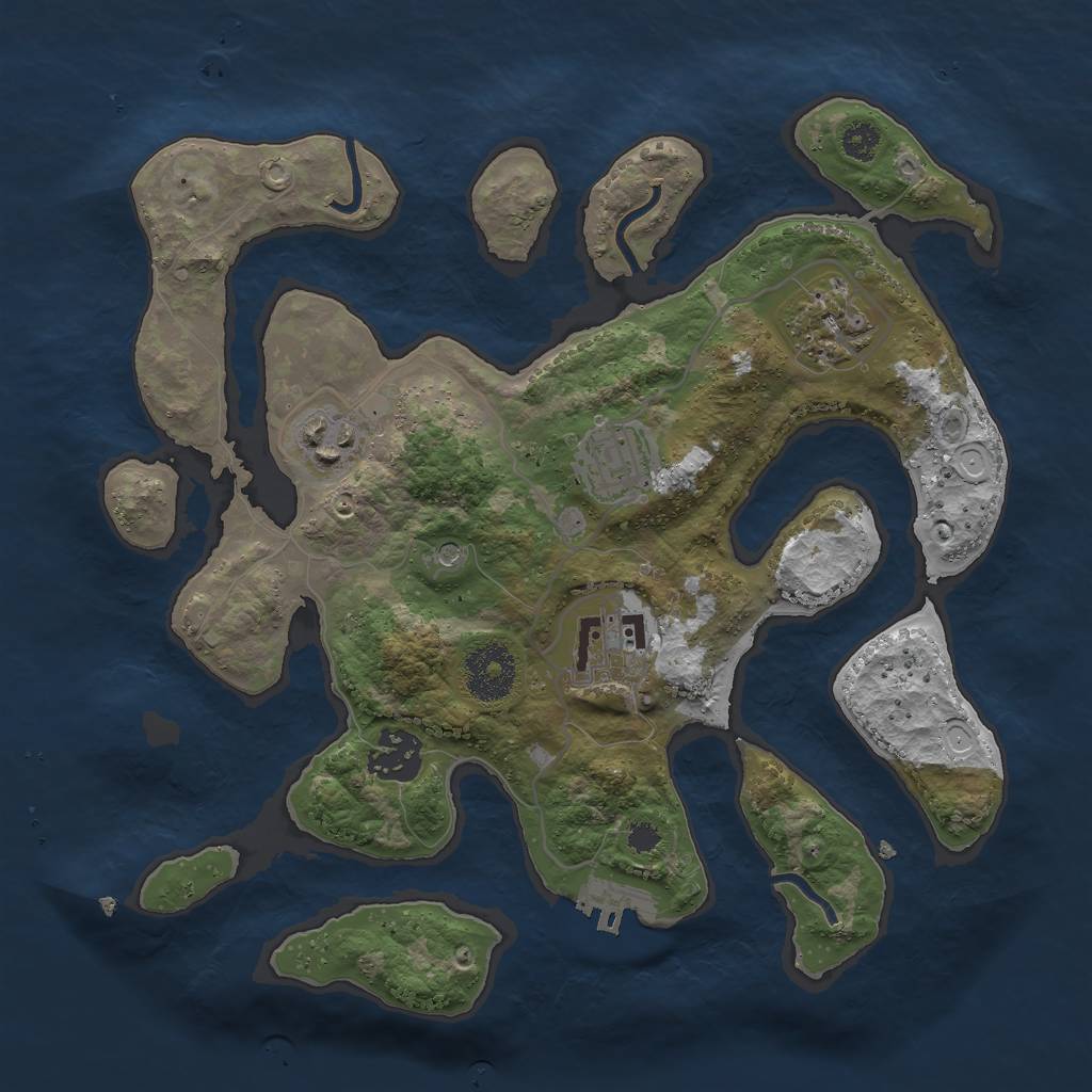 Rust Map: Procedural Map, Size: 3000, Seed: 1723, 12 Monuments