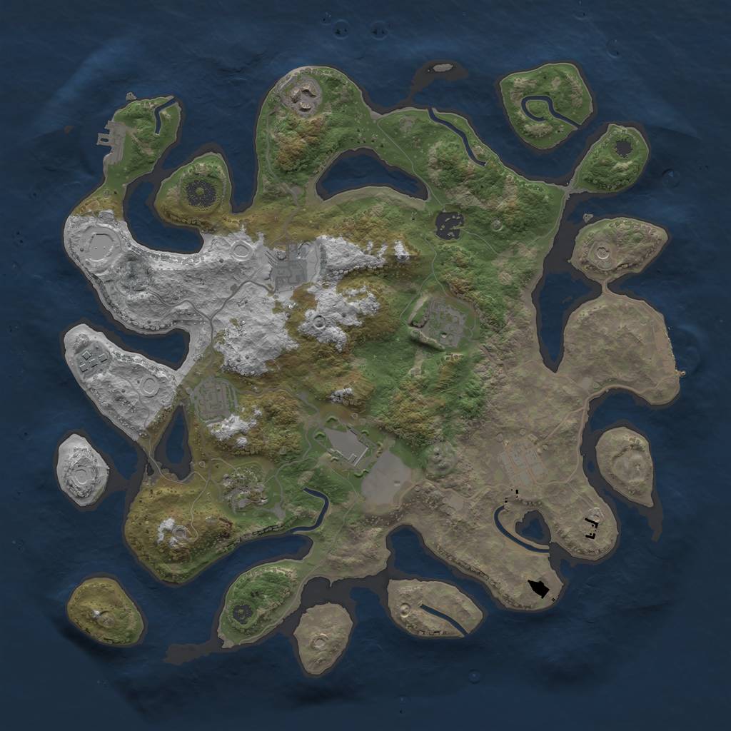 Rust Map: Procedural Map, Size: 3750, Seed: 2116086572, 17 Monuments